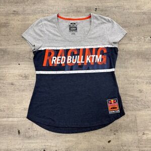 Red Bull KTM T Shirt Womens Large Navy Grey Racing Team Graphic Scoop Neck Tee